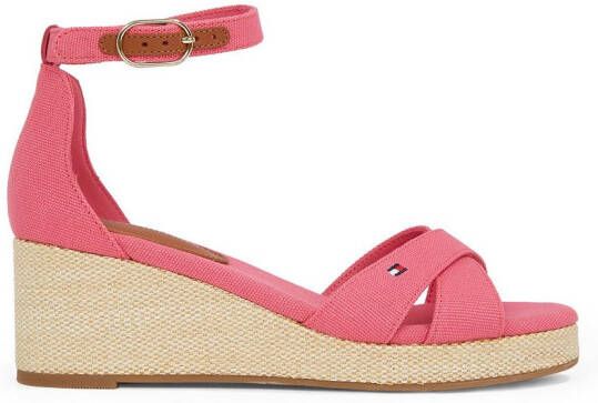 Tommy Hilfiger Sleehaksandaaltjes FLAG CRISS-CROS MID WEDGE ESPAD bandjessandaal zomerschoen met verstelbare gesp