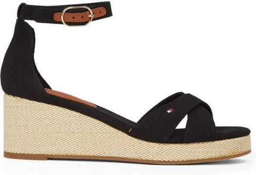 Tommy Hilfiger Sleehaksandaaltjes FLAG CRISS-CROS MID WEDGE ESPAD bandjessandaal zomerschoen met verstelbare gesp