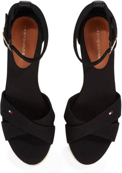 Tommy Hilfiger Sleehaksandaaltjes FLAG CRISS-CROS MID WEDGE ESPAD bandjessandaal zomerschoen met verstelbare gesp