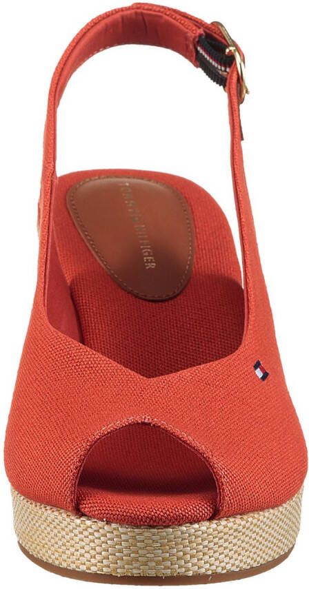 Tommy Hilfiger Sleehaksandaaltjes FLAG MID WEDGE ESPAD SLINGBACK plateau zomerschoen riem-sandaal met verstelbare gesp