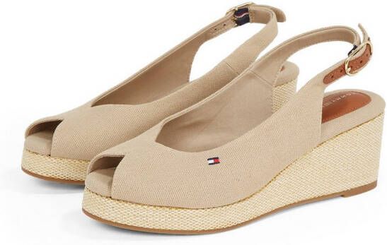 Tommy Hilfiger Sleehaksandaaltjes FLAG MID WEDGE ESPAD SLINGBACK plateau zomerschoen riem-sandaal met verstelbare gesp