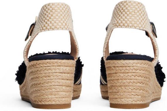 Tommy Hilfiger Sleehaksandaaltjes FRINGE CANVAS MEDIUM WEDGE