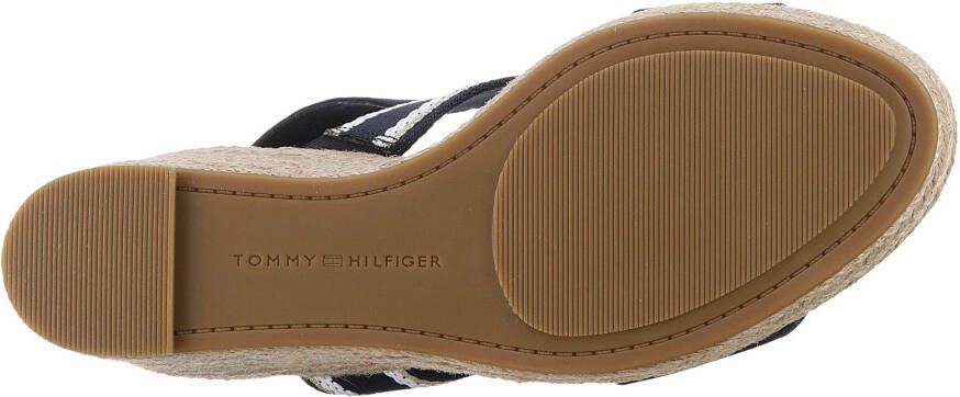 Tommy Hilfiger Sleehaksandaaltjes WEBBING HIGH WEDGE SANDAL zomerschoen sandaal wig hak met zij th-label