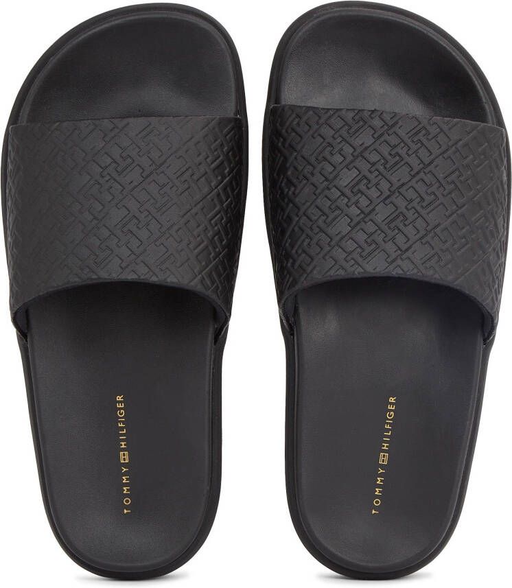 Tommy Hilfiger Slippers TH PLATFORM POOL SLIDE plateau zomerschoen pantoffels met reliëf logo