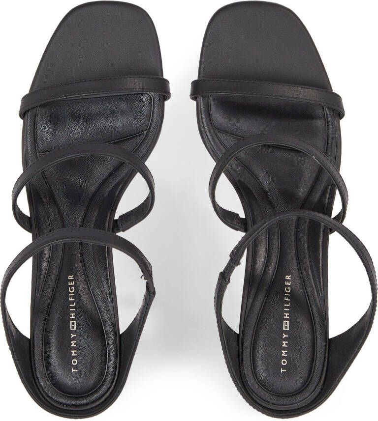 Tommy Hilfiger Slippers TH STRAP LEATHER MID HEEL avondmode zomerschoen slippers in smalle vorm