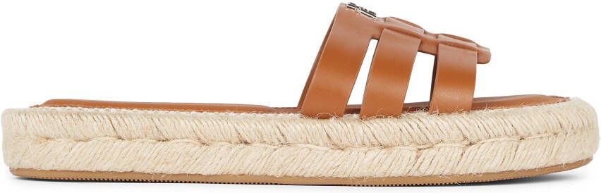 Tommy Hilfiger Slippers AUTHENTIC FLAT LTHR ESPADRILLE plateau zomerschoen slippers met mooie bandjes