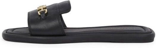 Tommy Hilfiger Slippers LEATHER HORSEBIT MULE flats zomerschoen comfortabele schoen met gouden decoratieve gesp