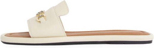 Tommy Hilfiger Slippers LEATHER HORSEBIT MULE flats zomerschoen comfortabele schoen met gouden decoratieve gesp