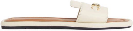 Tommy Hilfiger Slippers LEATHER HORSEBIT MULE flats zomerschoen comfortabele schoen met gouden decoratieve gesp