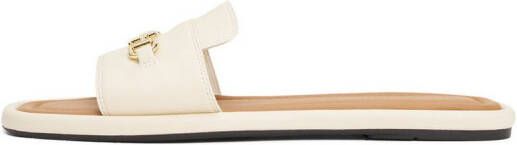 Tommy Hilfiger Slippers LEATHER HORSEBIT MULE flats zomerschoen comfortabele schoen met gouden decoratieve gesp