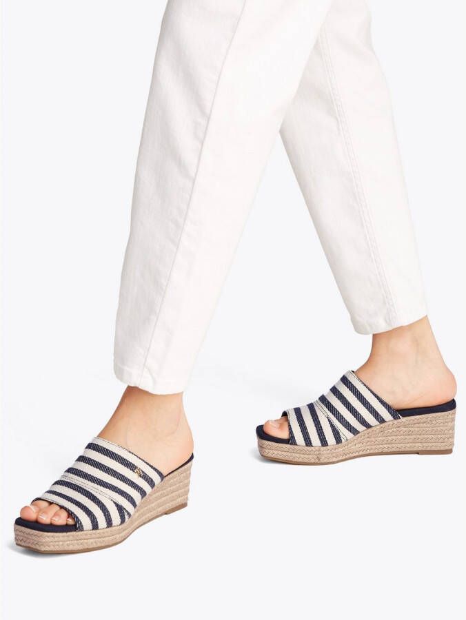Tommy Hilfiger Slippers NAUTICAL STRIPES ESPADRILLE MULE sleehak zomerschoen in modieuze streep-look