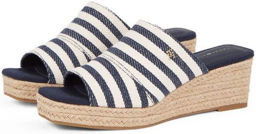 Tommy Hilfiger Slippers NAUTICAL STRIPES ESPADRILLE MULE sleehak zomerschoen in modieuze streep-look