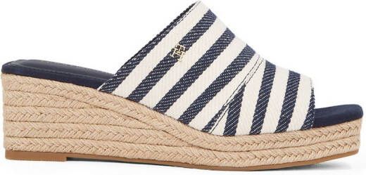 Tommy Hilfiger Slippers NAUTICAL STRIPES ESPADRILLE MULE sleehak zomerschoen in modieuze streep-look