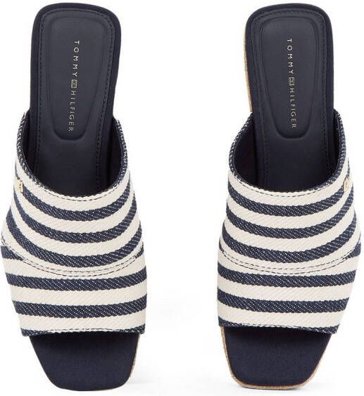 Tommy Hilfiger Slippers NAUTICAL STRIPES ESPADRILLE MULE sleehak zomerschoen in modieuze streep-look