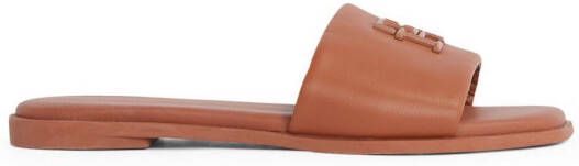 Tommy Hilfiger Slippers TH LOGO HARDWARE LEATHER MULE zomerschoen flats comfortabele schoen met th-logo