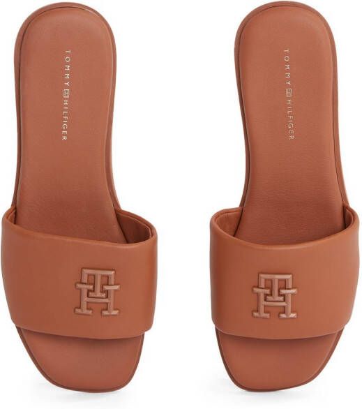 Tommy Hilfiger Slippers TH LOGO HARDWARE LEATHER MULE zomerschoen flats comfortabele schoen met th-logo
