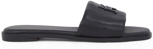 Tommy Hilfiger Slippers TH LOGO HARDWARE LEATHER MULE zomerschoen flats comfortabele schoen met th-logo