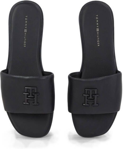 Tommy Hilfiger Slippers TH LOGO HARDWARE LEATHER MULE zomerschoen flats comfortabele schoen met th-logo