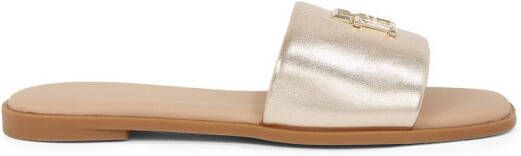 Tommy Hilfiger Slippers TH LOGO HW METALLIC LEATHER MULE zomerschoen flats comfortabele schoen met th-sieraandeel