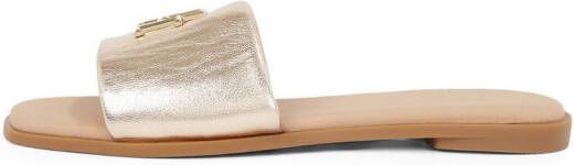 Tommy Hilfiger Slippers TH LOGO HW METALLIC LEATHER MULE zomerschoen flats comfortabele schoen met th-sieraandeel
