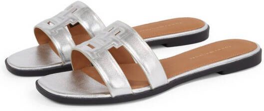 Tommy Hilfiger Slippers TH LOGO STRAP METALLIC MULE blokhak zomerschoen flats comfort-schoen met th-logo