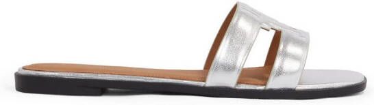 Tommy Hilfiger Slippers TH LOGO STRAP METALLIC MULE blokhak zomerschoen flats comfort-schoen met th-logo