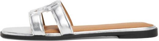 Tommy Hilfiger Slippers TH LOGO STRAP METALLIC MULE blokhak zomerschoen flats comfort-schoen met th-logo