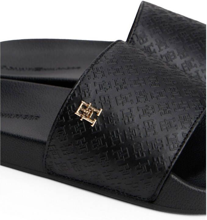 Tommy Hilfiger Slippers TH MONOGRAM POOLSIDE comfort-schoen zomerschoen instapschoen met th-sieraad