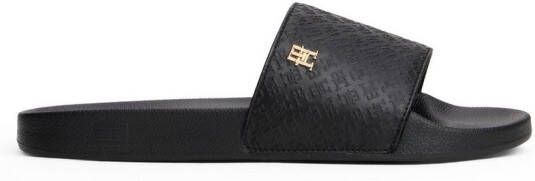 Tommy Hilfiger Slippers TH MONOGRAM POOLSIDE comfort-schoen zomerschoen instapschoen met th-sieraad
