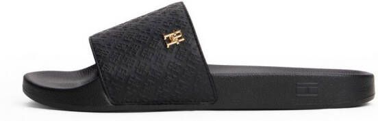 Tommy Hilfiger Slippers TH MONOGRAM POOLSIDE comfort-schoen zomerschoen instapschoen met th-sieraad