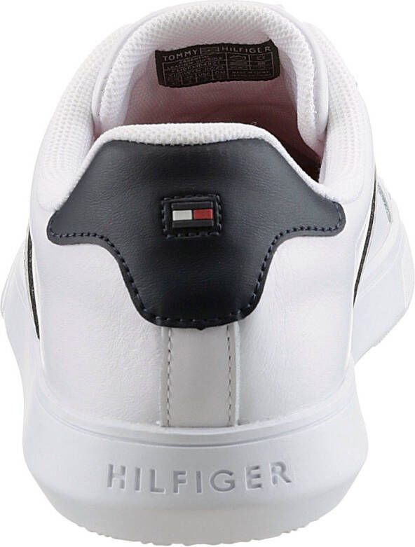 Tommy Hilfiger Sneakers ESSENTIAL LEATHER CUPSOLE met typische strepen vrijetijdsschoen lage schoen veterschoen