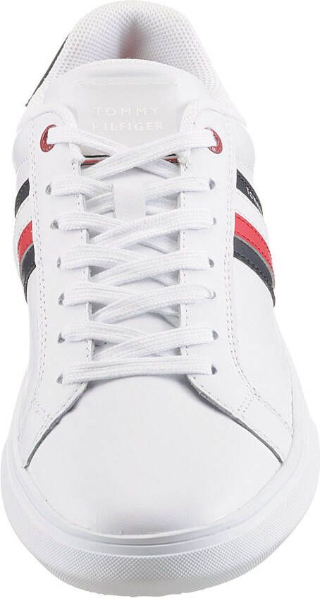 Tommy Hilfiger Sneakers ESSENTIAL LEATHER CUPSOLE met typische strepen vrijetijdsschoen lage schoen veterschoen