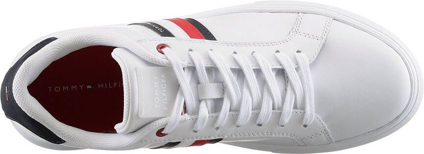 Tommy Hilfiger Sneakers ESSENTIAL LEATHER CUPSOLE met typische strepen vrijetijdsschoen lage schoen veterschoen