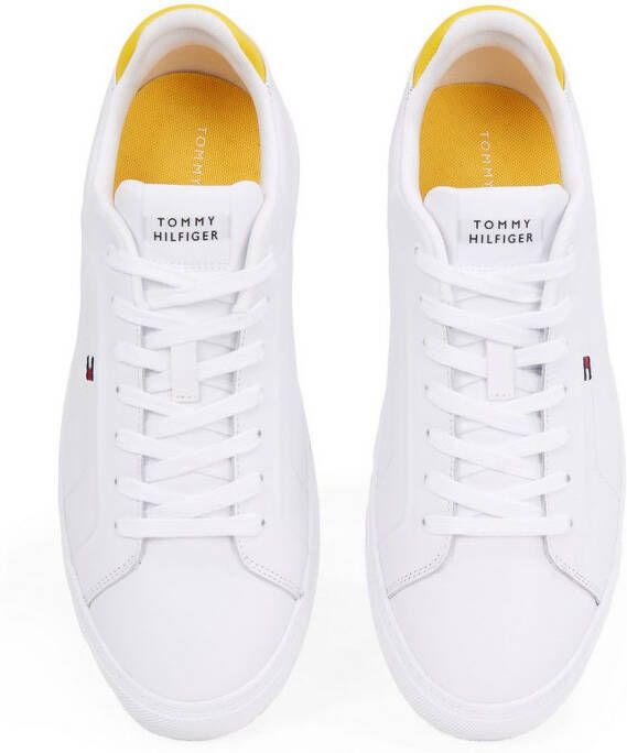 Tommy Hilfiger Sneakers ICON COURT PINPERF LTH vrijetijdsschoen lage schoen veterschoenen met zacht gepolsterde schacht