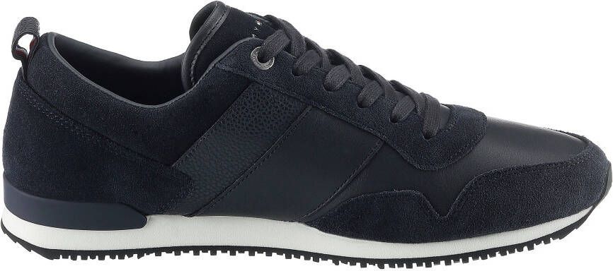 Tommy Hilfiger Sneakers ICONIC LEATHER SUEDE MIX RUNNER in materiaalmix vrijetijdsschoen lage schoen veterschoen