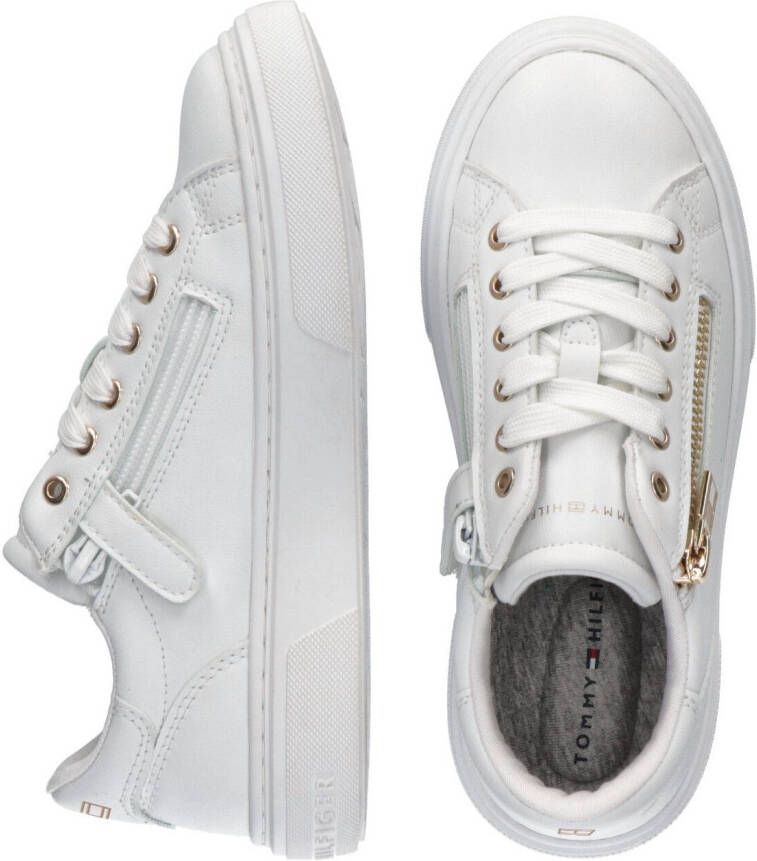 Tommy Hilfiger Sneakers LOW CUT LACE-UP SNEAKER WHITE met praktische rits aan de buitenkant