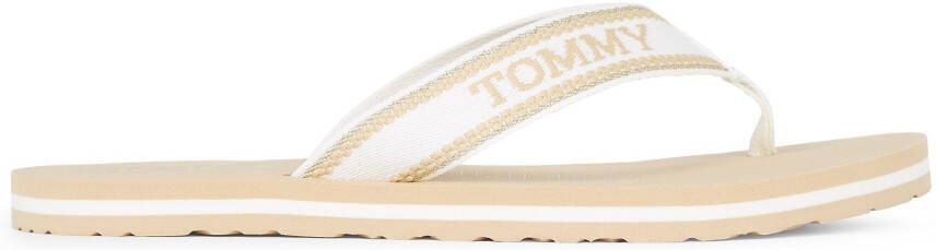 Tommy Hilfiger Teenslippers HILFIGER BEACH SANDAL zomerschoen slippers poolslides met logo-print op de bovenste zool