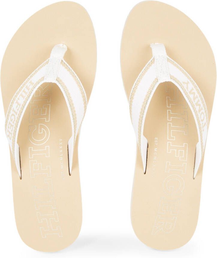 Tommy Hilfiger Teenslippers HILFIGER BEACH SANDAL zomerschoen slippers poolslides met logo-print op de bovenste zool