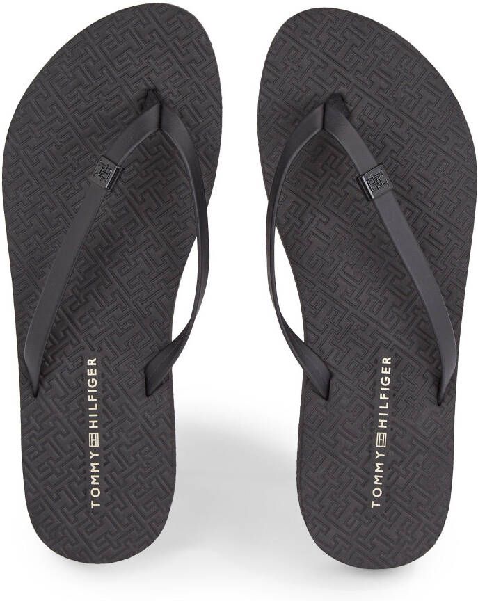 Tommy Hilfiger Teenslippers MONOGRAM BEACH SANDAL plateau zomerschoen slippers met logo-embleem