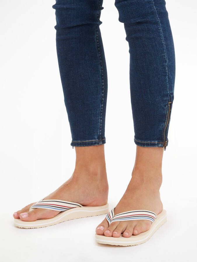 Tommy Hilfiger Teenslippers TH STRIPES BEACH SANDAL zomerschoen slippers poolslides met kleurrijke strepen