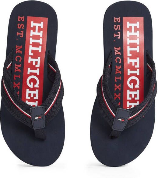 Tommy Hilfiger Teenslippers CORPORATE HILFIGER BEACH SANDAL dianette zomerschoen flats comfort-schoen met strepen