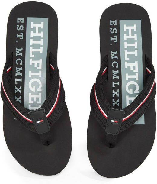 Tommy Hilfiger Teenslippers CORPORATE HILFIGER BEACH SANDAL dianette zomerschoen flats comfort-schoen met strepen