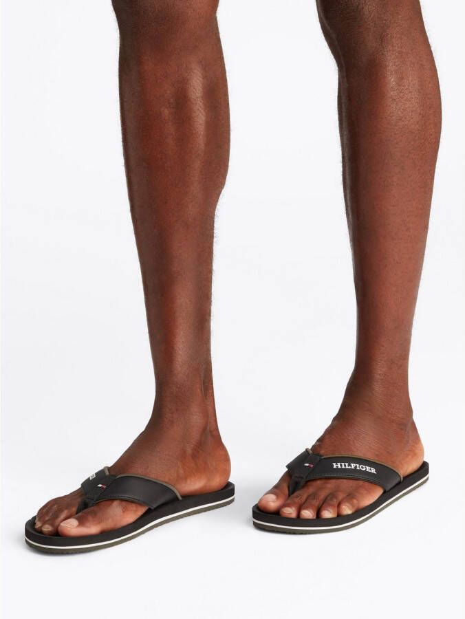 Tommy Hilfiger Teenslippers PADDED COMFORT HILFIGER B SANDAL dianette zomerschoen slippers badschoen met logo-opdruk