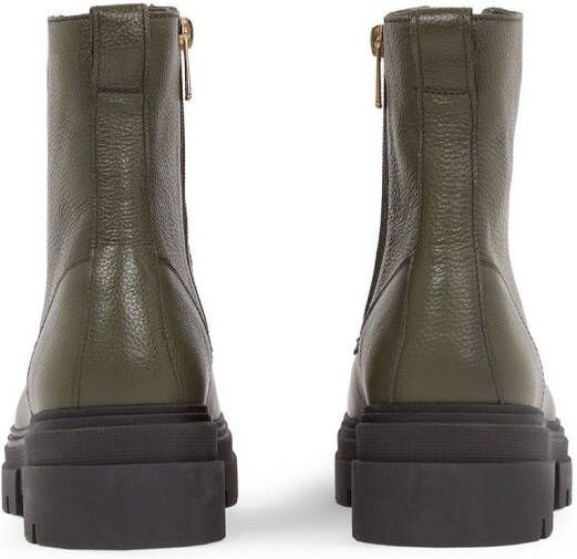 Tommy Hilfiger Veterschoenen BICOLOR LEATHER LACE-UP plateau veterschoenen chunky boots gouden logo tekst