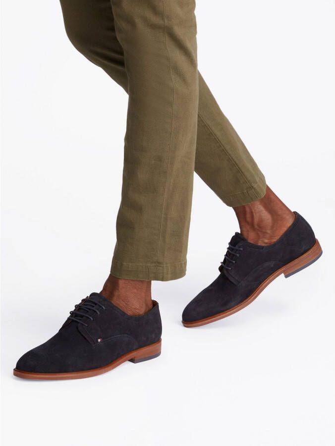 Tommy Hilfiger Veterschoenen HILFIGER THUNIT SUEDE SHOE hakken zakelijke schoen feest schoen in smalle vorm