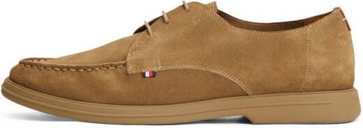 Tommy Hilfiger Veterschoenen SUEDE MOC T DERBY veterschoen halfhoge schoen zakelijke schoen met mocassin-naad
