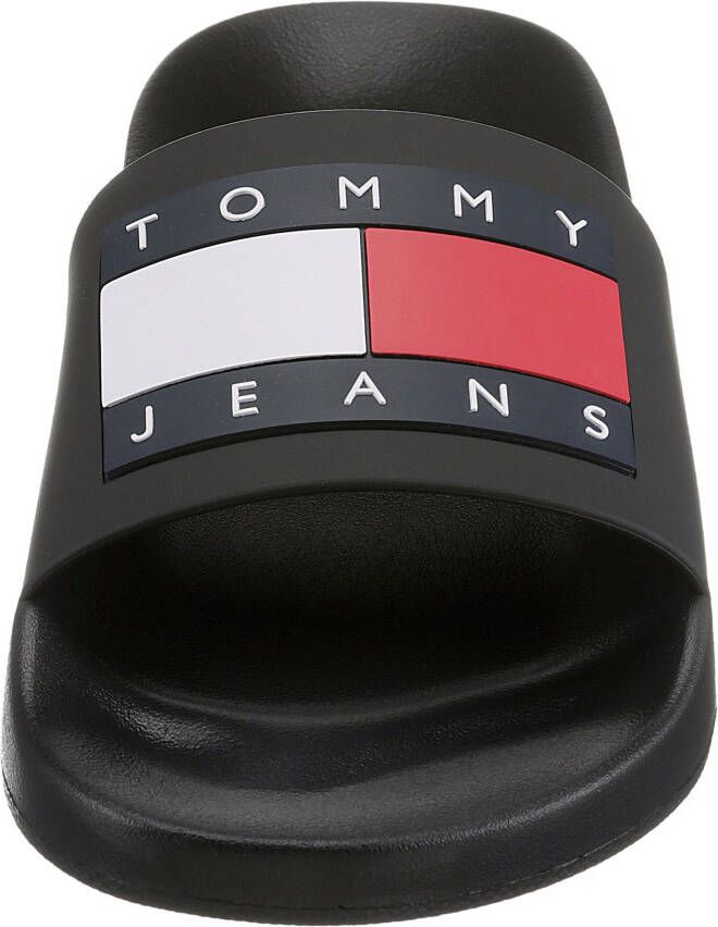 TOMMY JEANS Badslippers POOL SLIDE ESS zomerschoen badschoens slippers met opvallende logo-vlag