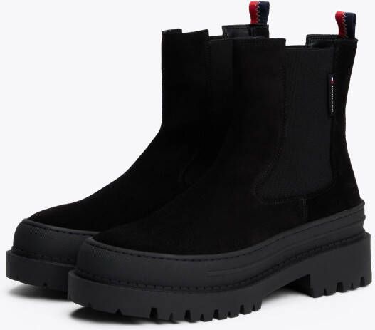TOMMY JEANS Chelsea-boots TJW FOXING CHELSEA SUEDE blokhak instap laarzen enkellaars met kleurrijke aantrekloop