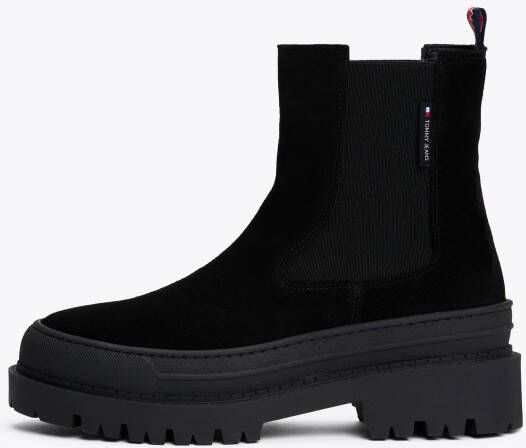 TOMMY JEANS Chelsea-boots TJW FOXING CHELSEA SUEDE blokhak instap laarzen enkellaars met kleurrijke aantrekloop