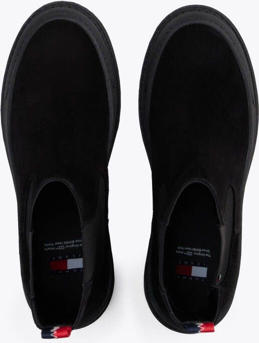 TOMMY JEANS Chelsea-boots TJW FOXING CHELSEA SUEDE blokhak instap laarzen enkellaars met kleurrijke aantrekloop
